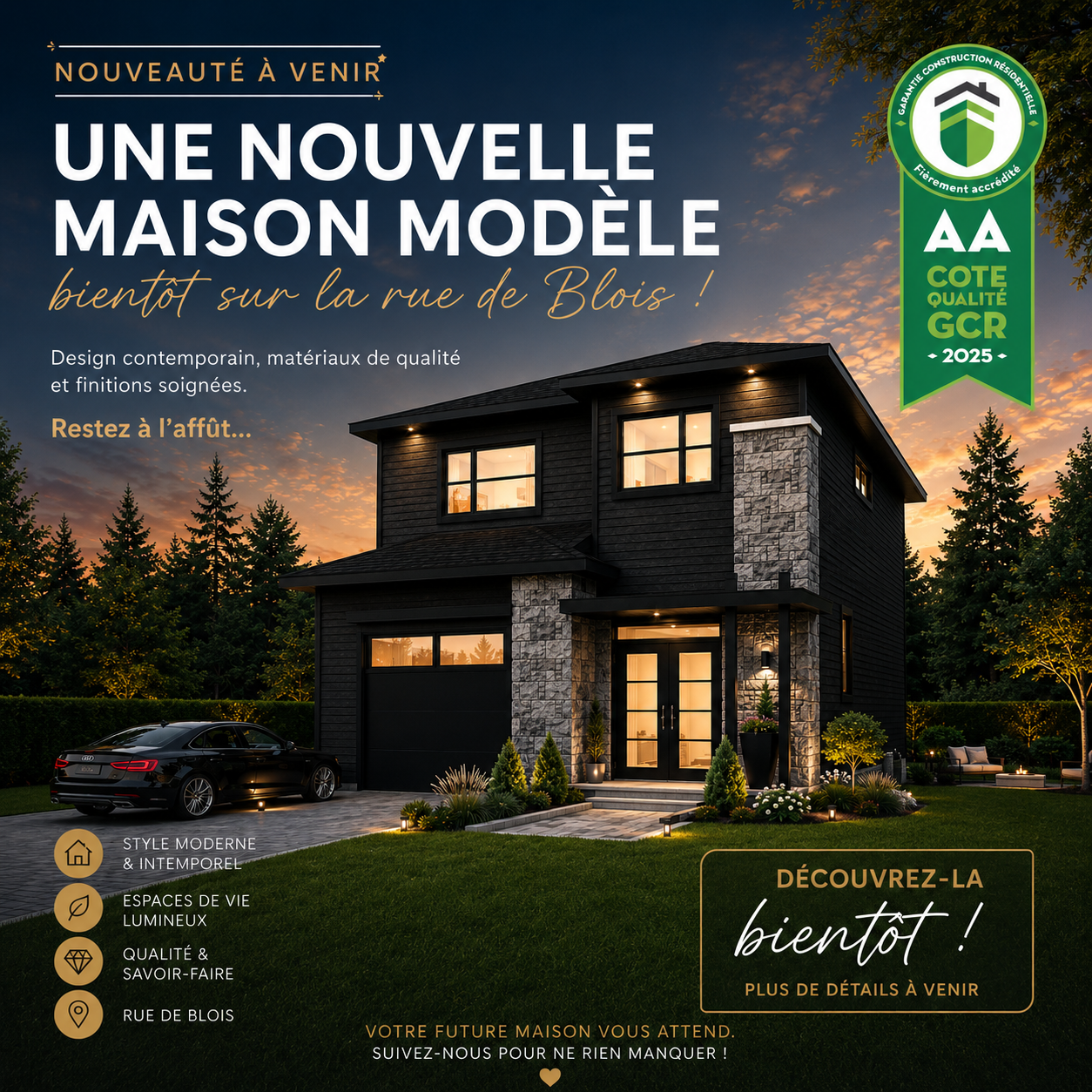 Maison modèle de Construction MF Guillemette sur la rue de Blois à Sherbrooke